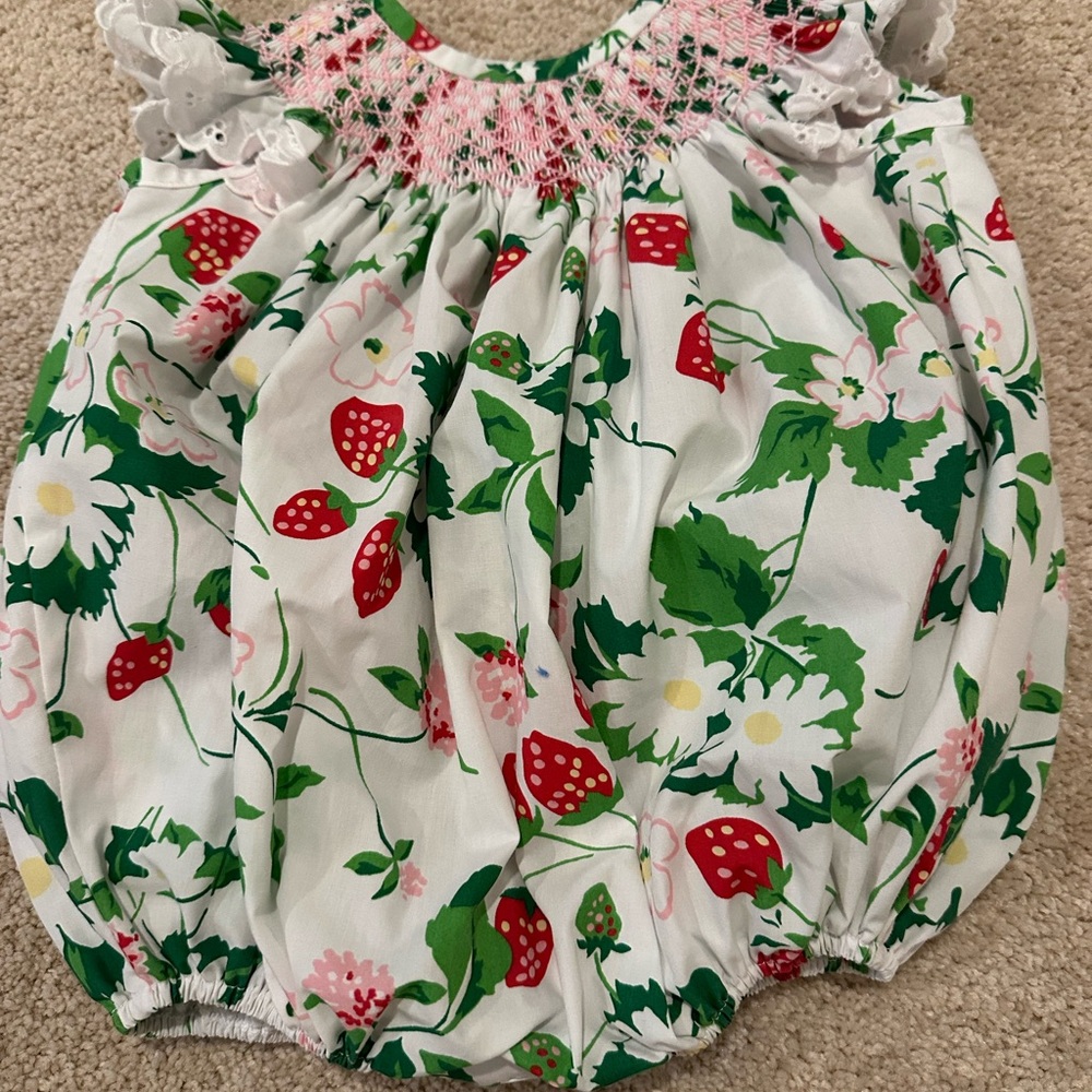 The Beaufort Bonnet Company Strawberry Floral Bodysuit